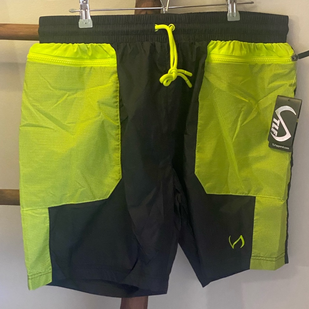 TLF Neon Yellow & Black Athletic XL Shorts NEW